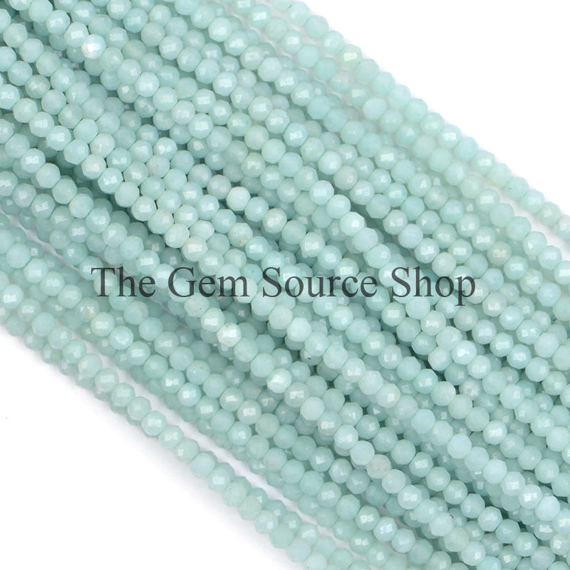 2.35-2.6mm-13" Amazonite Faceted Rondelle Shape Wholesale Beads Strand for DIY Jewelry