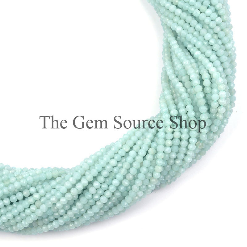 2.35-2.6mm-13" Amazonite Faceted Rondelle Shape Wholesale Beads Strand for DIY Jewelry