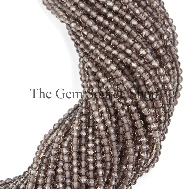 Smoky Quartz Beads, Faceted Rondelle Shape Beads, Smoky Quartz Faceted Beads, Gemstone Beads