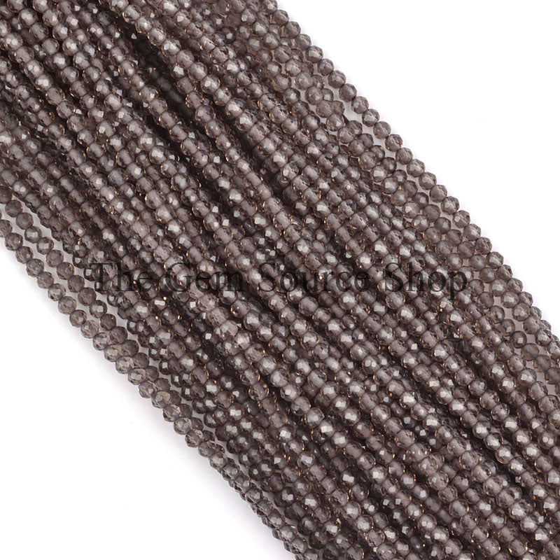 2-2.25mm-13" Smoky Quartz Faceted Rondelle Shape Wholesale Beads Strand for DIY Jewelry