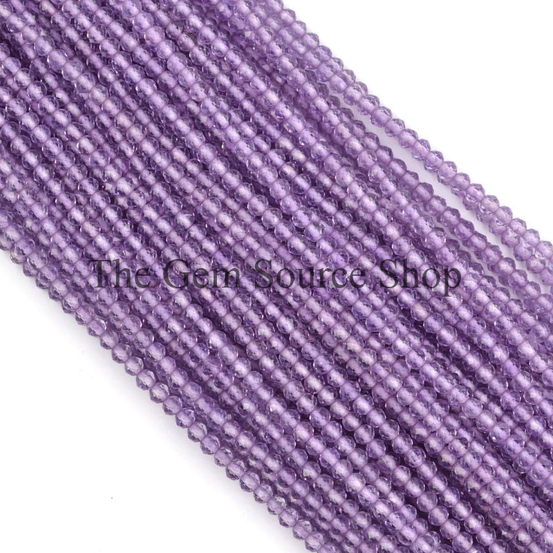 2.6-2.8mm-13" Pink Amethyst Faceted Rondelle Shape Gemstone Craft Beads Strand for Jewelry