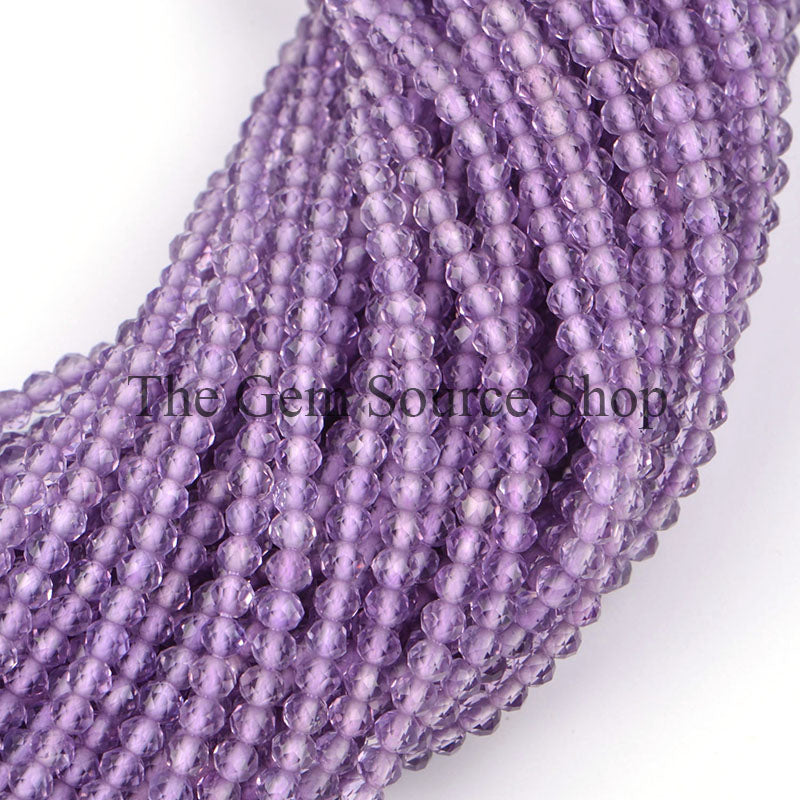 Pink Amethyst Beads, Amethyst Faceted Beads, Amethyst Rondelle Shape Beads, Amethyst Briolette Beads