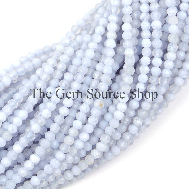 Natural Chalcedony Beads, Chalcedony Faceted Beads, Chalcedony Rondelle Shape Beads, Wholesale Beads
