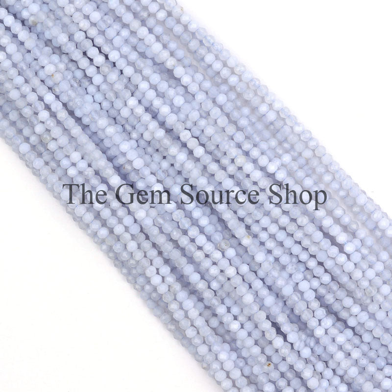 Natural Chalcedony Beads, Chalcedony Faceted Beads, Chalcedony Rondelle Shape Beads, Wholesale Beads