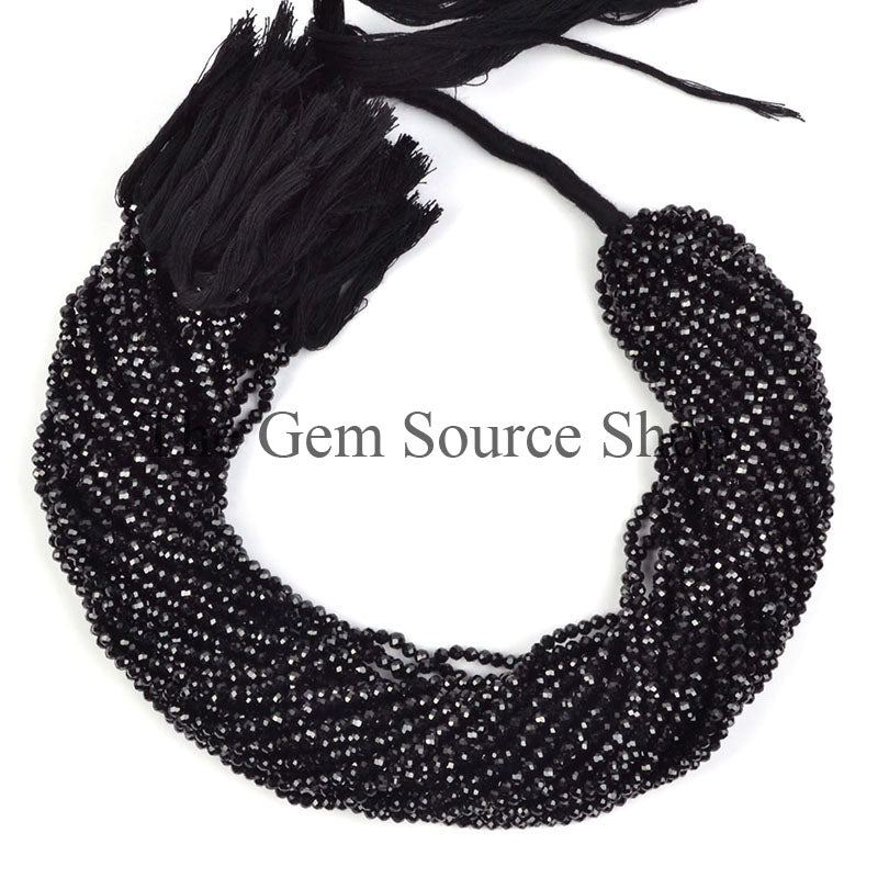 Natural Black Spinel Beads, Black Spinel Faceted Beads, Black Spinel Rondelle Beads, Wholesale Beads