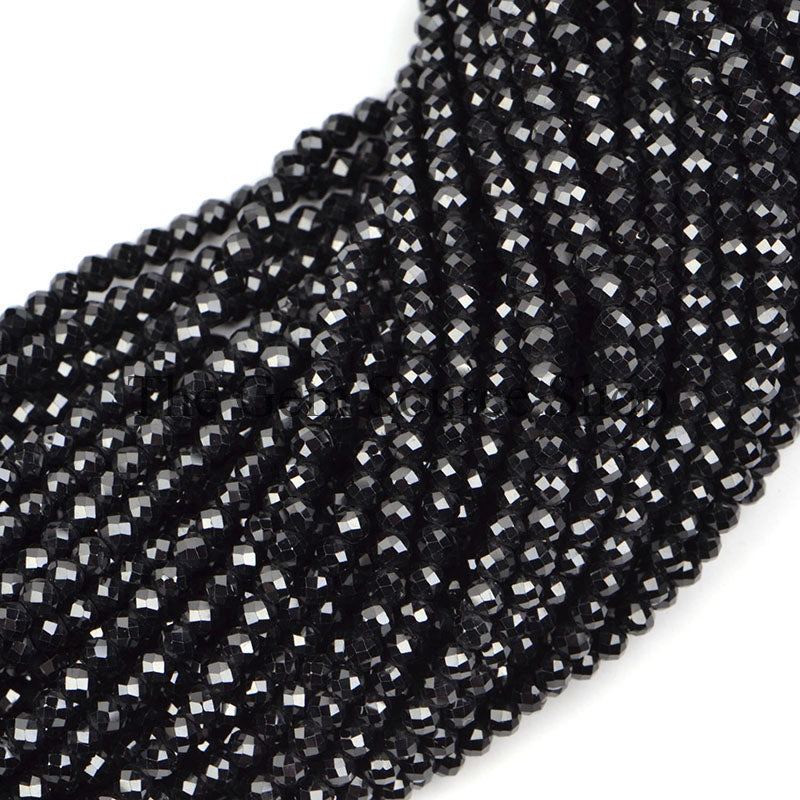 Black Spinel Beads, Black Spinel Rondelle Beads, Black Spinel Faceted Beads, Wholesale Gemstone Beads