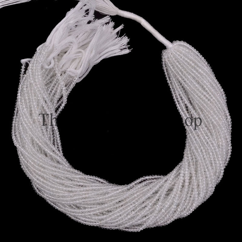 2.75-3mm-12" White Topaz Faceted Rondelle Gemstone Craft Beads Strand for Jewelry