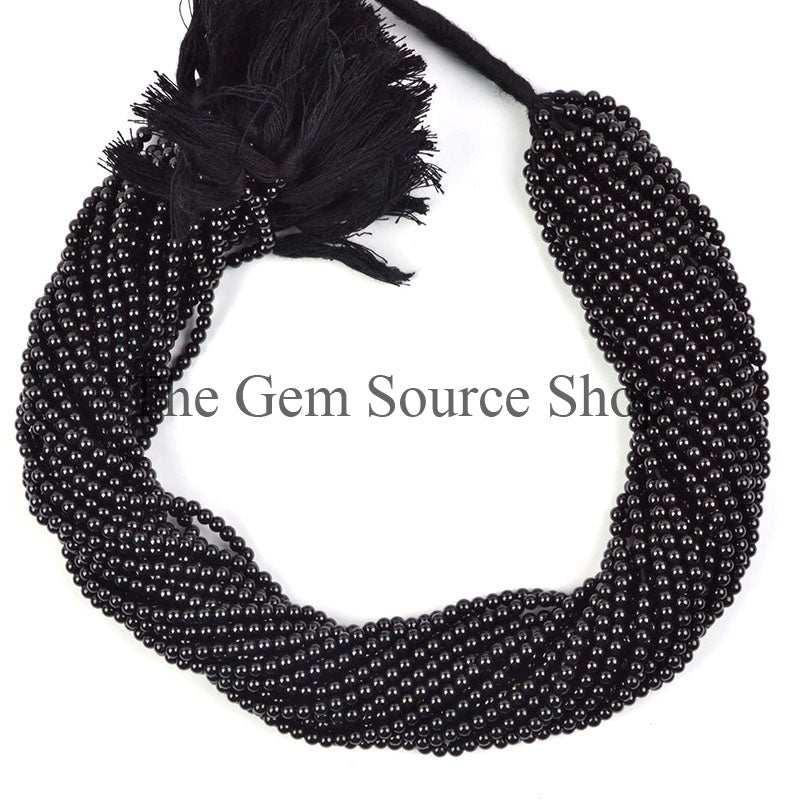 Black Spinel Beads, Smooth Round Beads, Plain Black Spinel Beads, Black Spinel Gemstone Beads