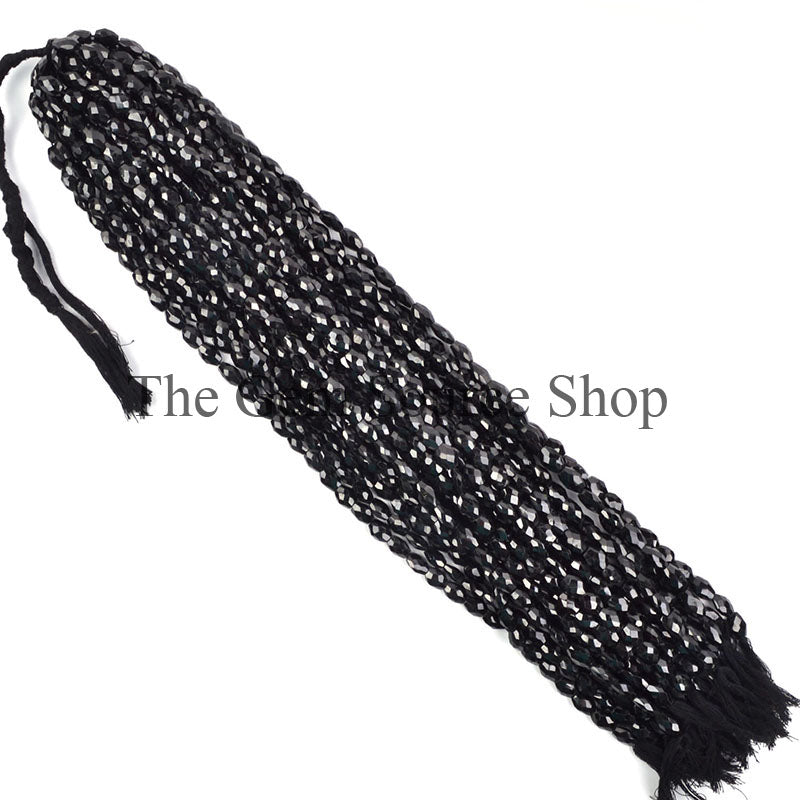 Black Spinel Beads, Faceted Oval Shape Beads, Black Spinel Straight Drill Beads, Gemstone Beads