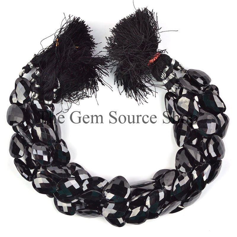 Natural Black Spinel Beads, Faceted Flat Nugget Beads, Black Spinel Fancy Beads, Gemstone Beads