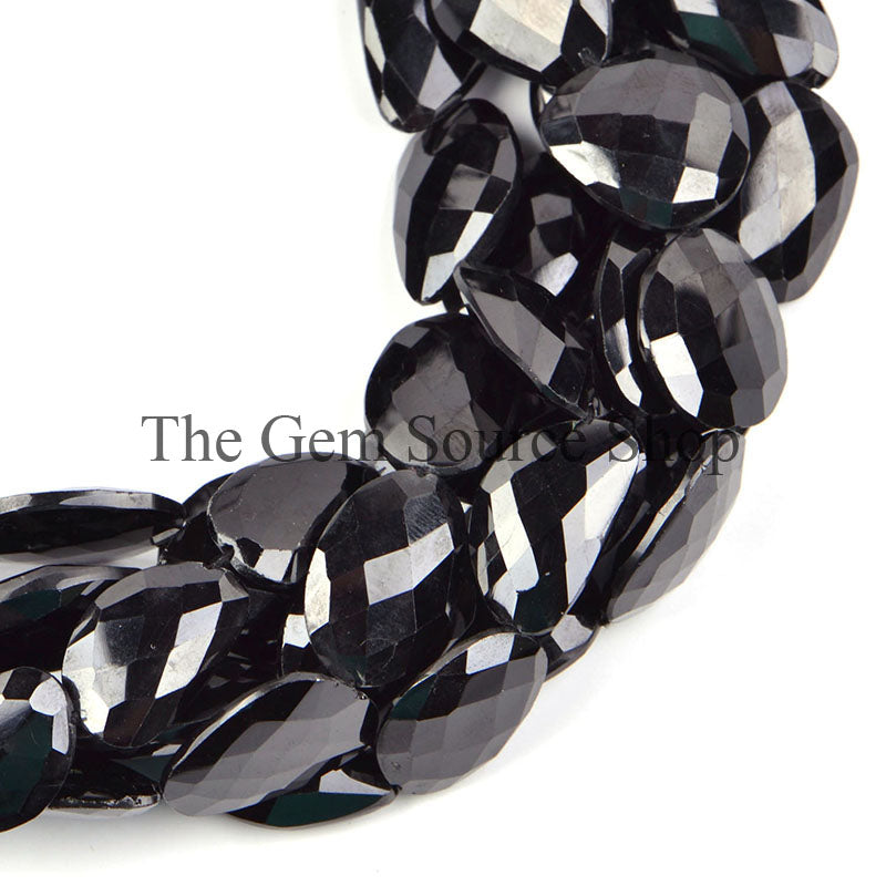 Natural Black Spinel Beads, Faceted Flat Nugget Beads, Black Spinel Fancy Beads, Gemstone Beads