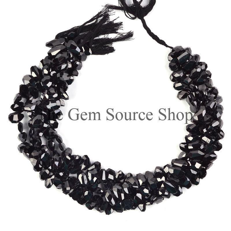 Natural Black Spinel Beads, Faceted Nugget Beads, Black Spinel Gemstone Beads, Fancy Beads