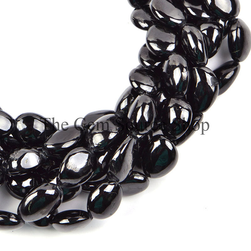 Black Spinel Beads, Smooth Black Spinel Nugget, Plain Nugget Beads, Wholesale Beads For Jewelry