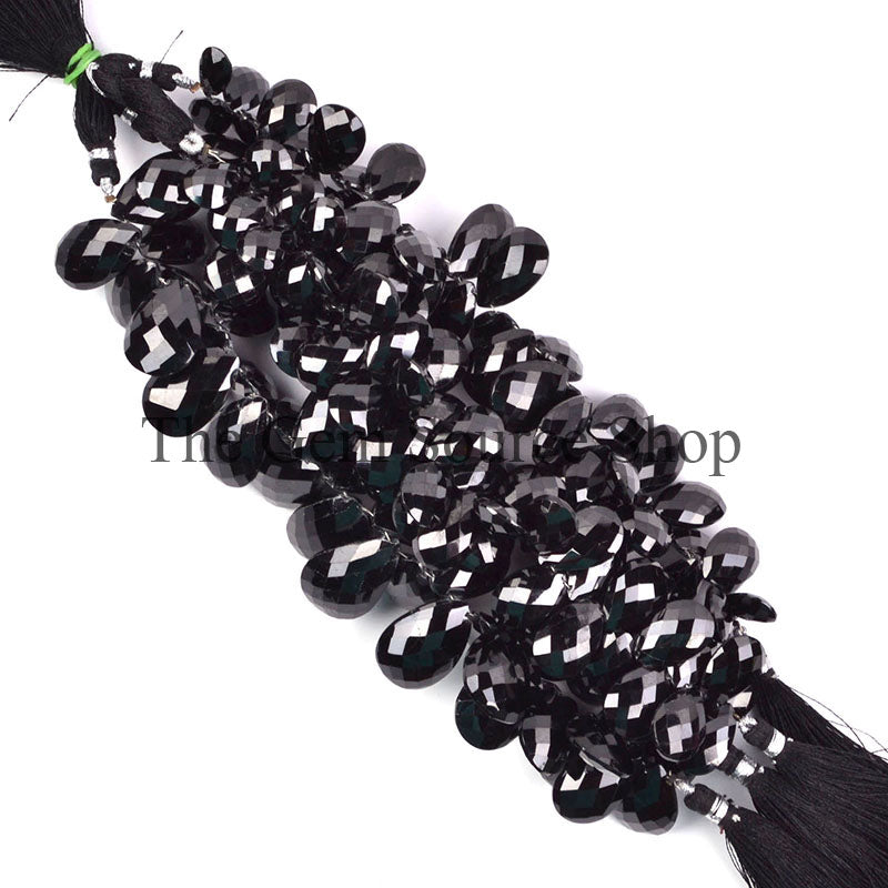 Natura Black Spinel Beads, Faceted Pear Shape Beads, Gemstone Beads, Faceted Pear Beads
